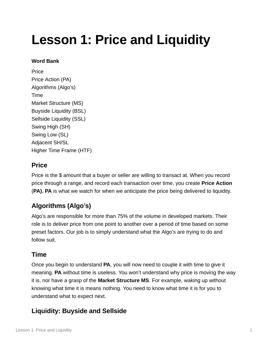 Price and Liquidity