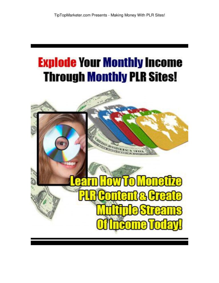 Explode Your Monthly Income Through Monthly PLR Sites PDF – Unknown Author
