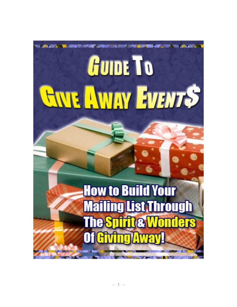 Guide to Give Away Events PDF – Unknown Author