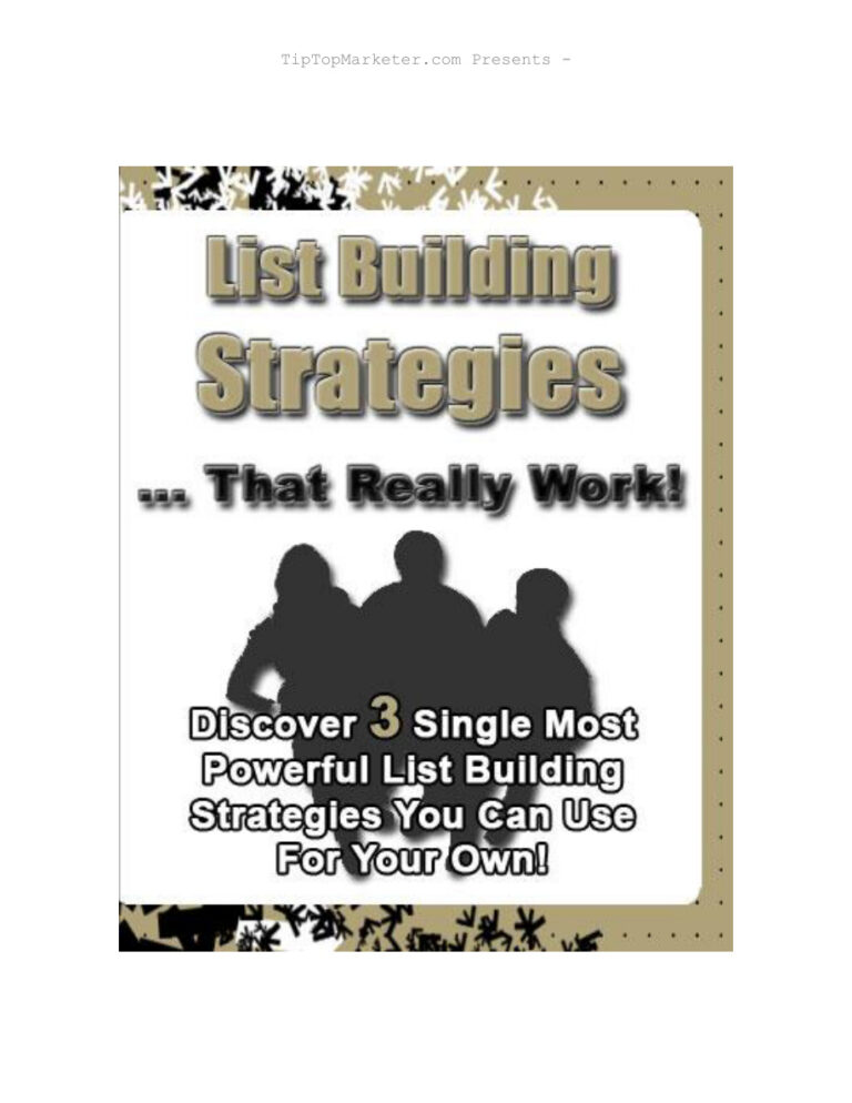 List Building Strategies That Really Work PDF – Unknown Author