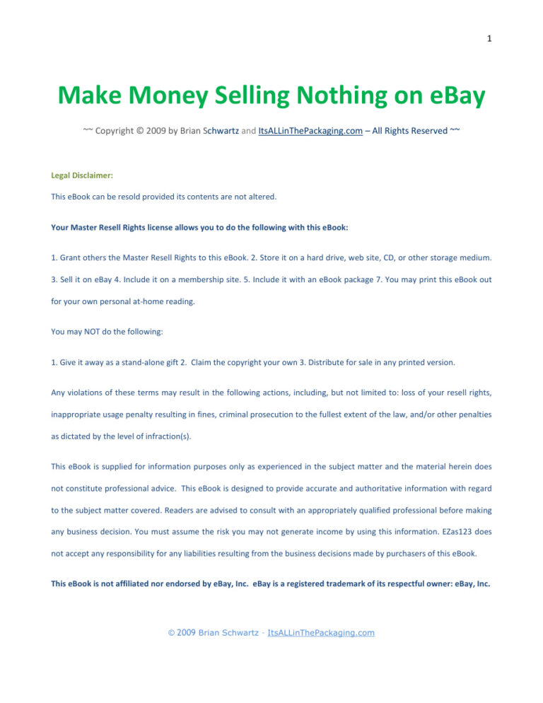 Make Money Selling Nothing on eBay PDF – Unknown Author