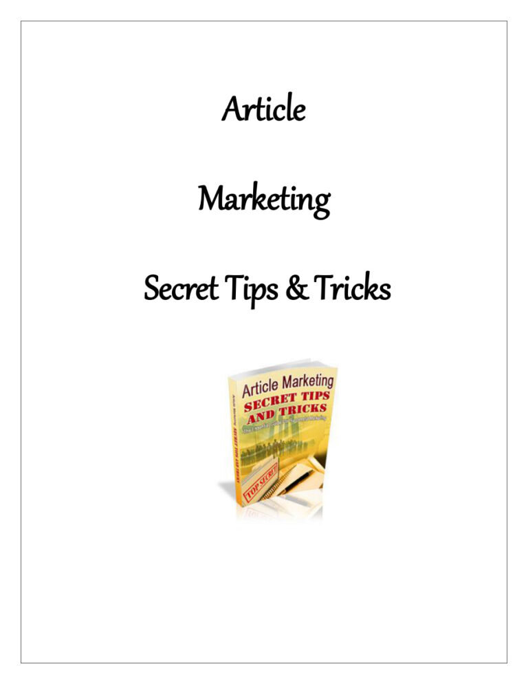 Article Marketing Secret Tips and Tricks PDF – Unknown Author