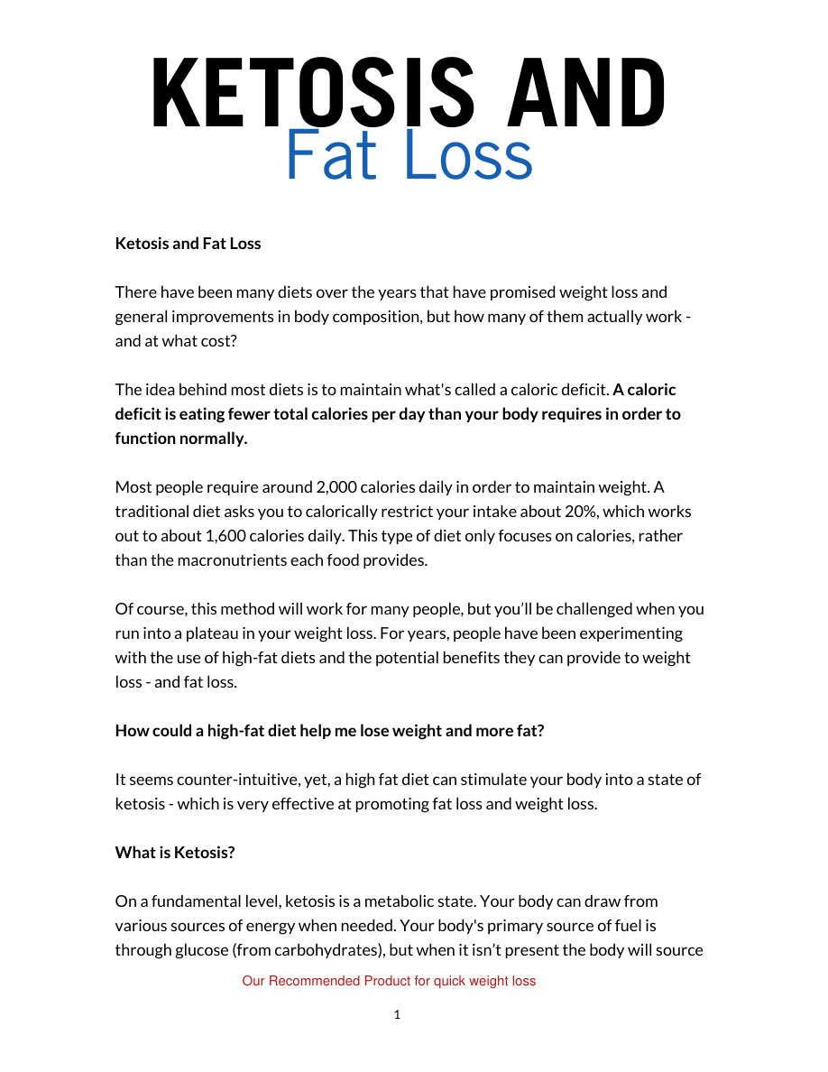 Ketosis and Fat Loss