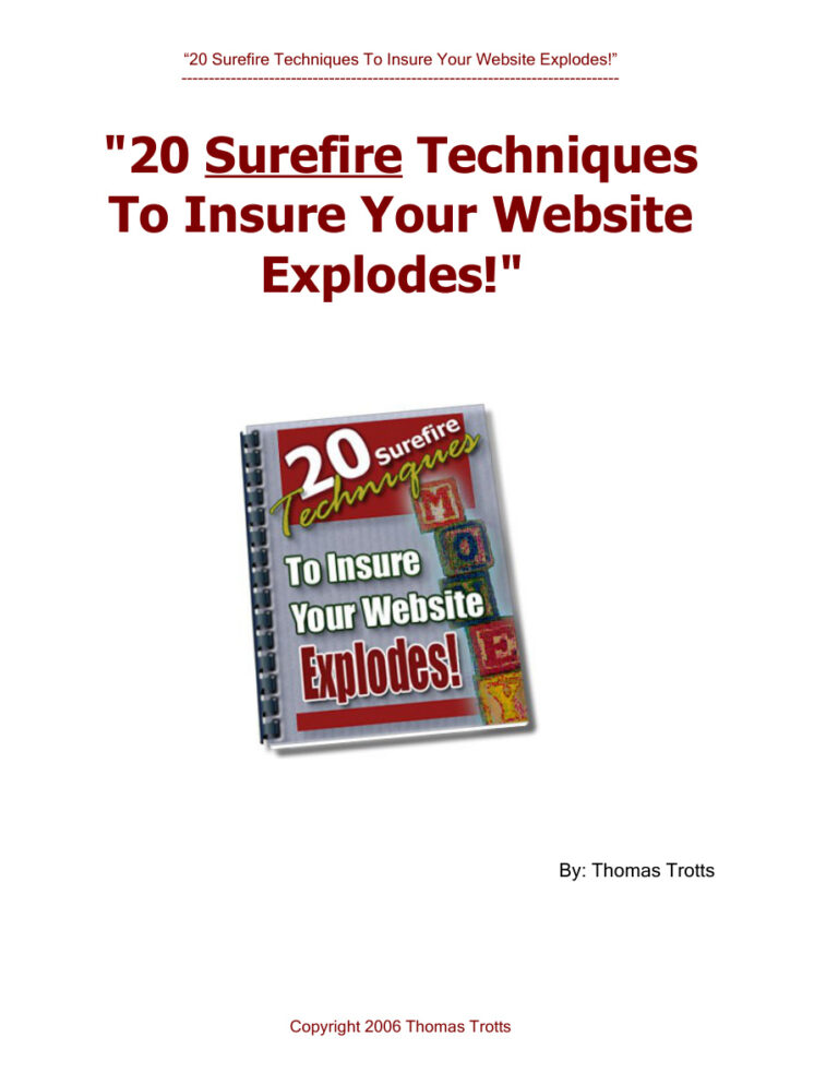 20 Surefire Techniques PDF Download – Unknown Author