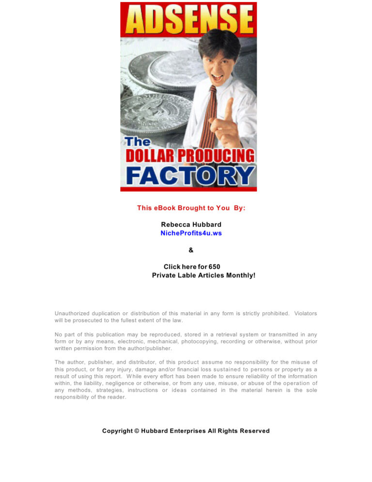 AdSense: The Dollar Producing Factory PDF Download – Unknown Author