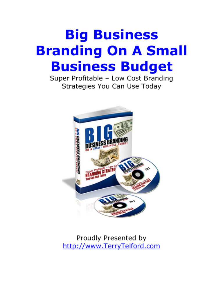 Big Business Branding on a Small Business Budget PDF Download – Unknown Author
