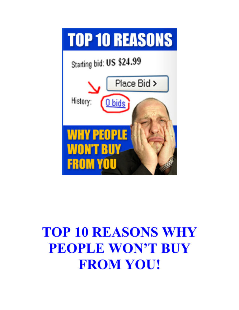 Top 10 Reasons Why People Won’t Buy From You PDF Download – Unknown Author