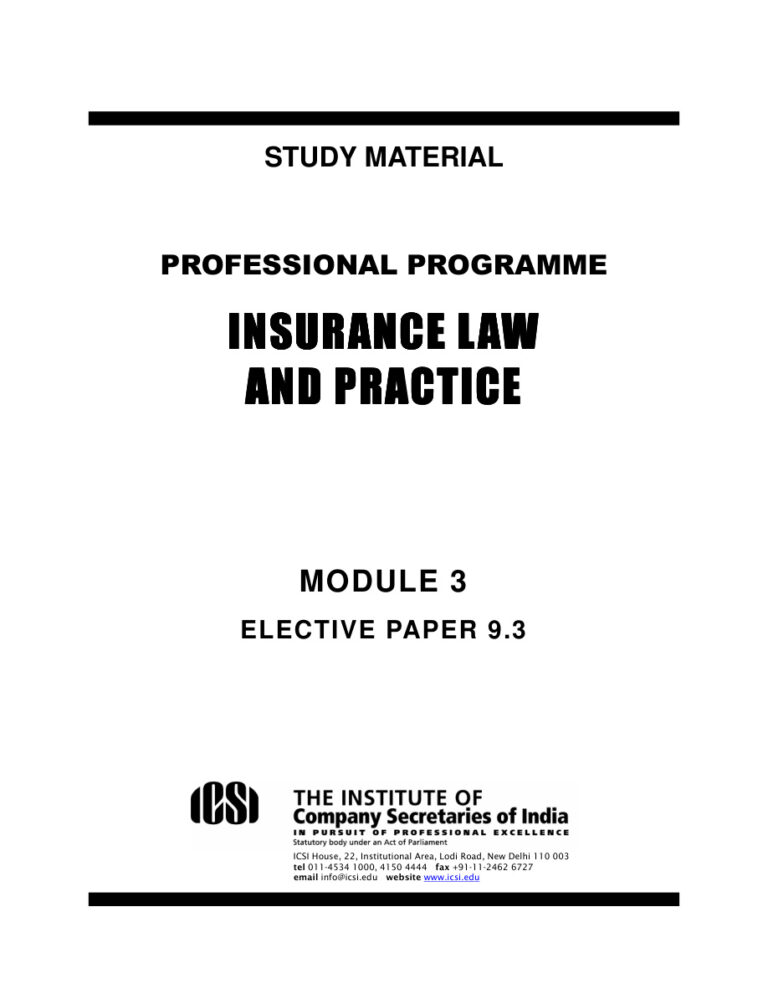 Insurance Law and Practice PDF Download – Unknown Author