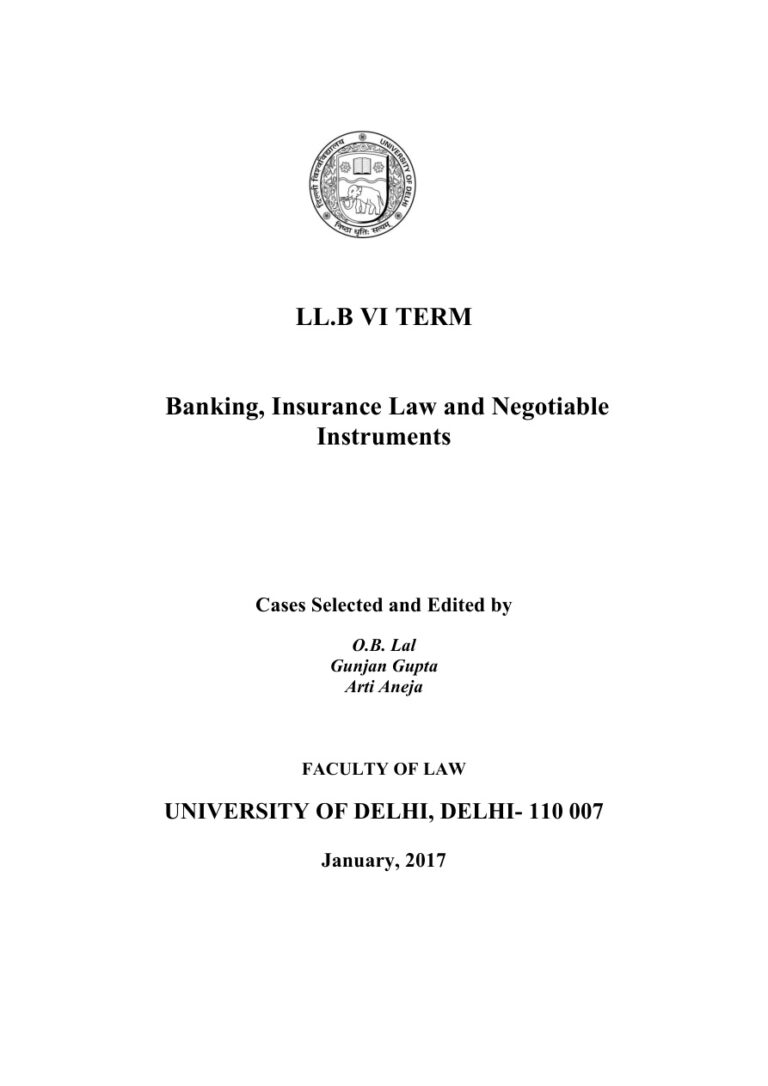 LB-6032 Banking Insurance Law and Negotiable Instruments PDF Download – Unknown Author