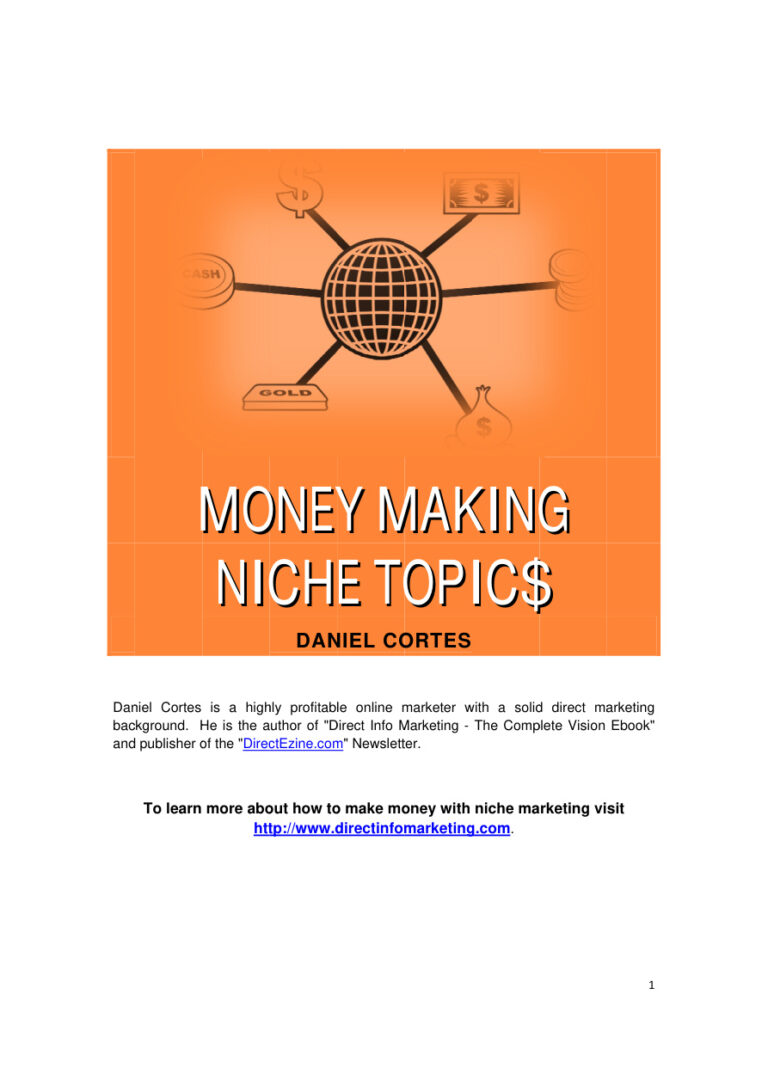 Money Making Niche Topics PDF Download – Unknown Author
