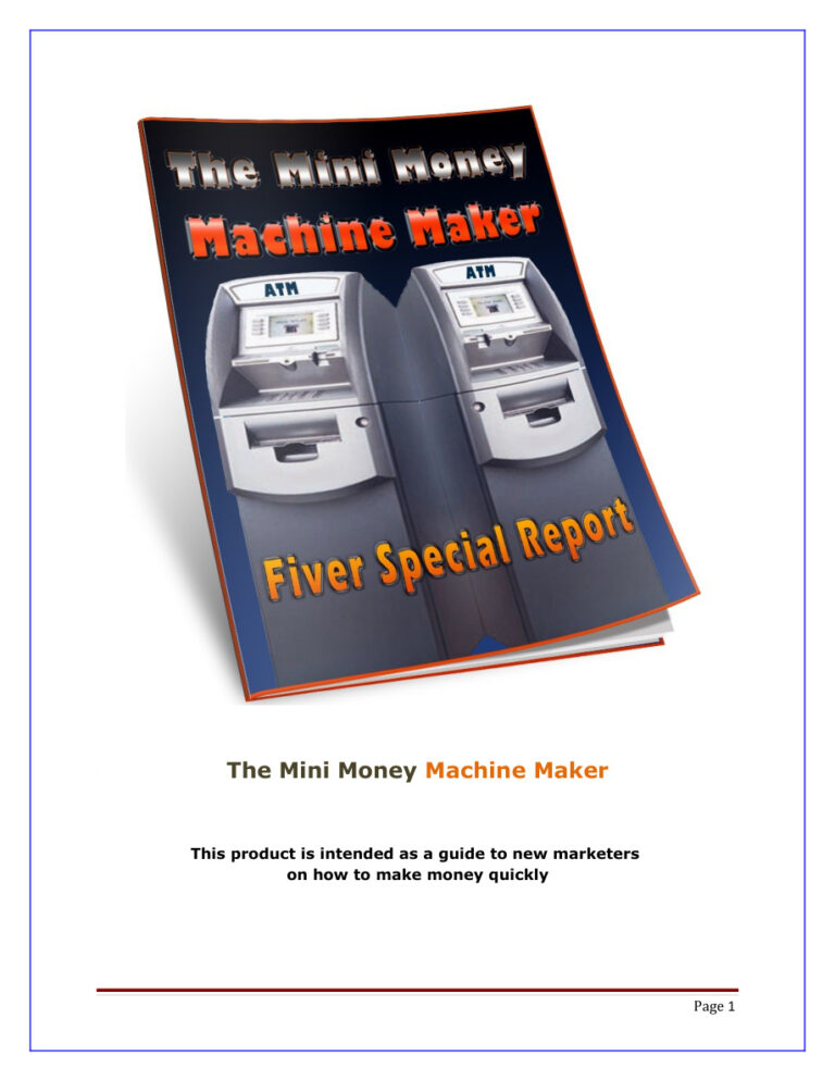 The Mini Money Machine Maker (Advanced) PDF Download – Unknown Author