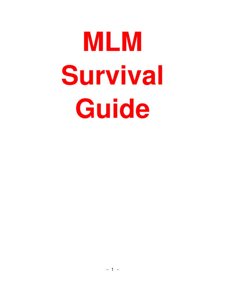 MLM Survival Guide (Volume 1) PDF Download – Unknown Author