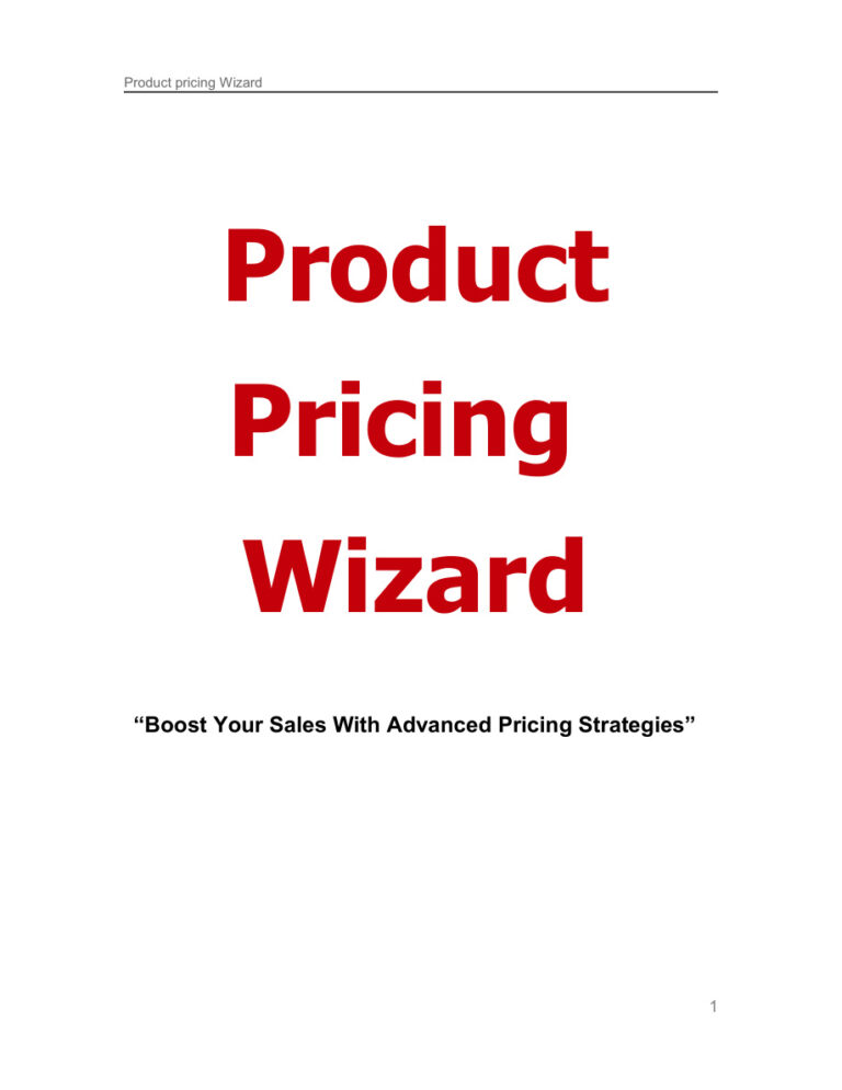 Product Pricing Wizard PDF Download – Unknown Author