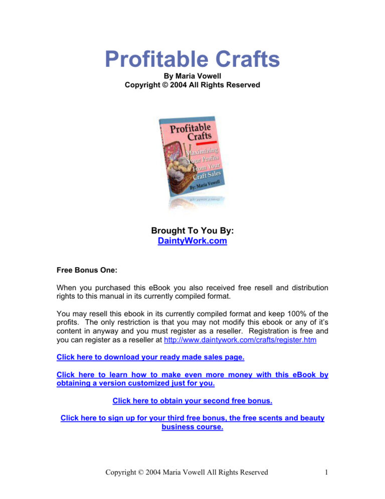 Profitable Crafts PDF Download – Unknown Author