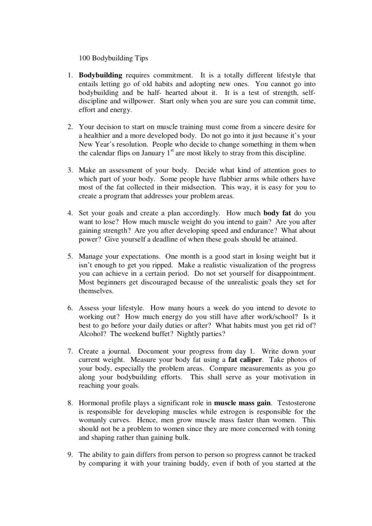 100 Bodybuilding Tips PDF Download – Unknown Author