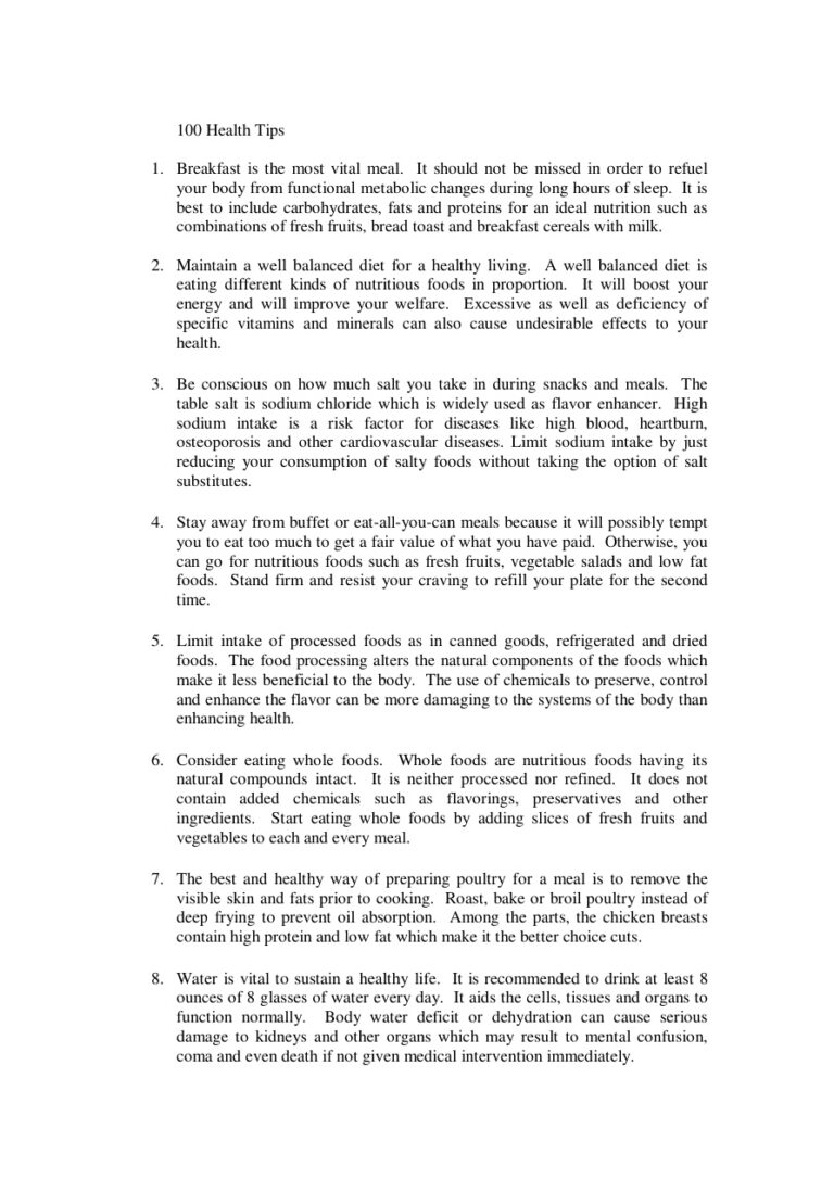 100 Health Tips PDF Download – Unknown Author