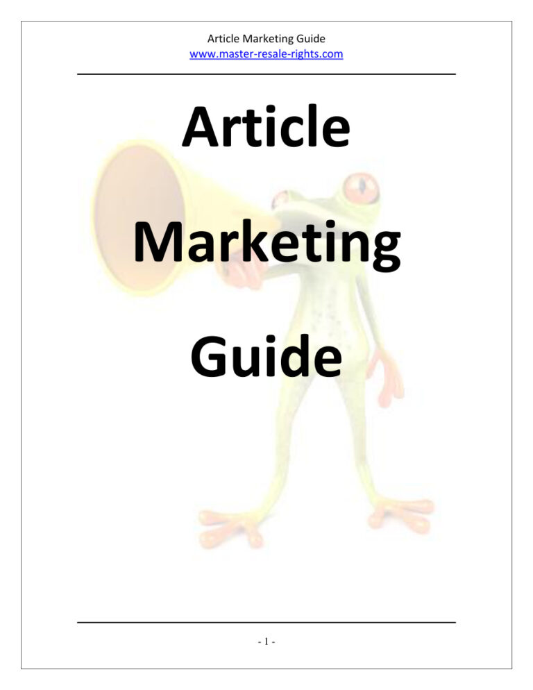 Article Marketing Guide PDF Download – Unknown Author