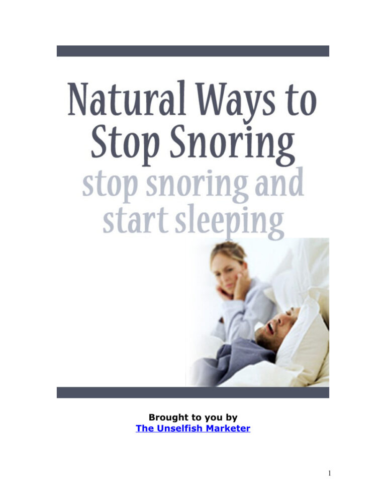Natural Ways to Stop Snoring PDF Download – Unknown Author