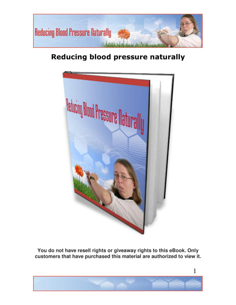 Reducing Blood Pressure Naturally PDF Download – Unknown Author