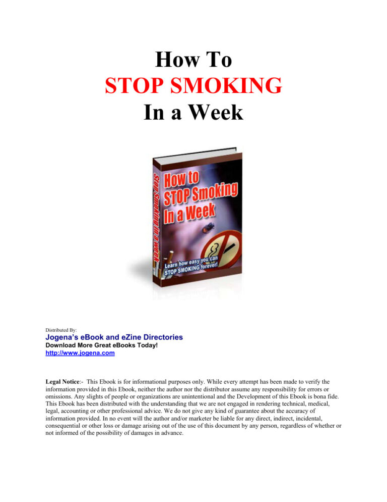 How to Stop Smoking in a Week PDF Download – Unknown Author