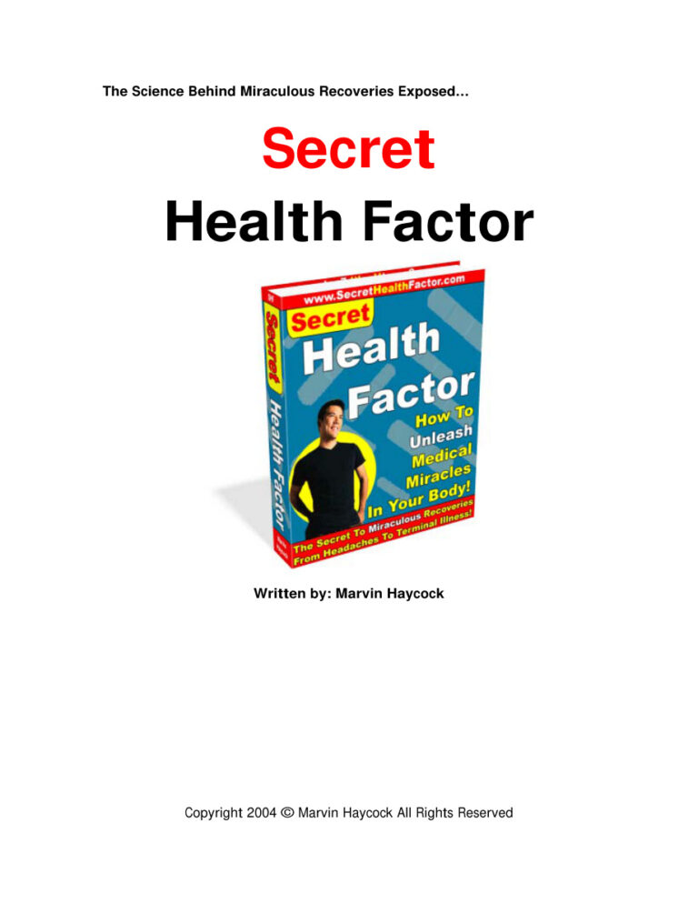Secret Health Factor PDF Download – Unknown Author