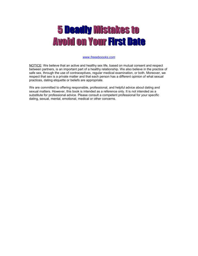 5 Deadly Mistakes on Your First Date PDF Download – Unknown Author