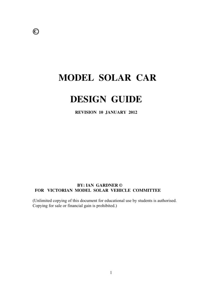 Model Solar Car Design Guide PDF Download – Unknown Author