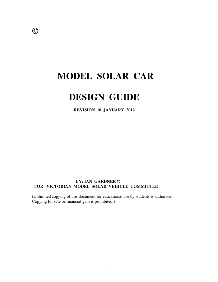 Model Solar Car Design Guide PDF Download