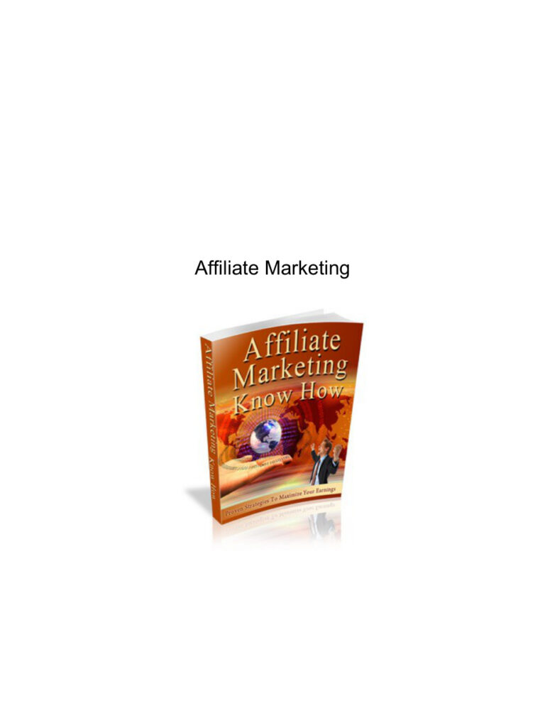 Affiliate Marketing Know How PDF Download – Unknown Author
