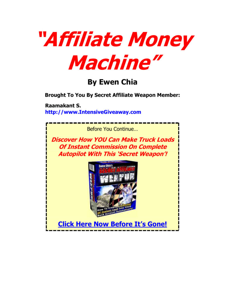 Affiliate Money Machine PDF Download – Unknown Author