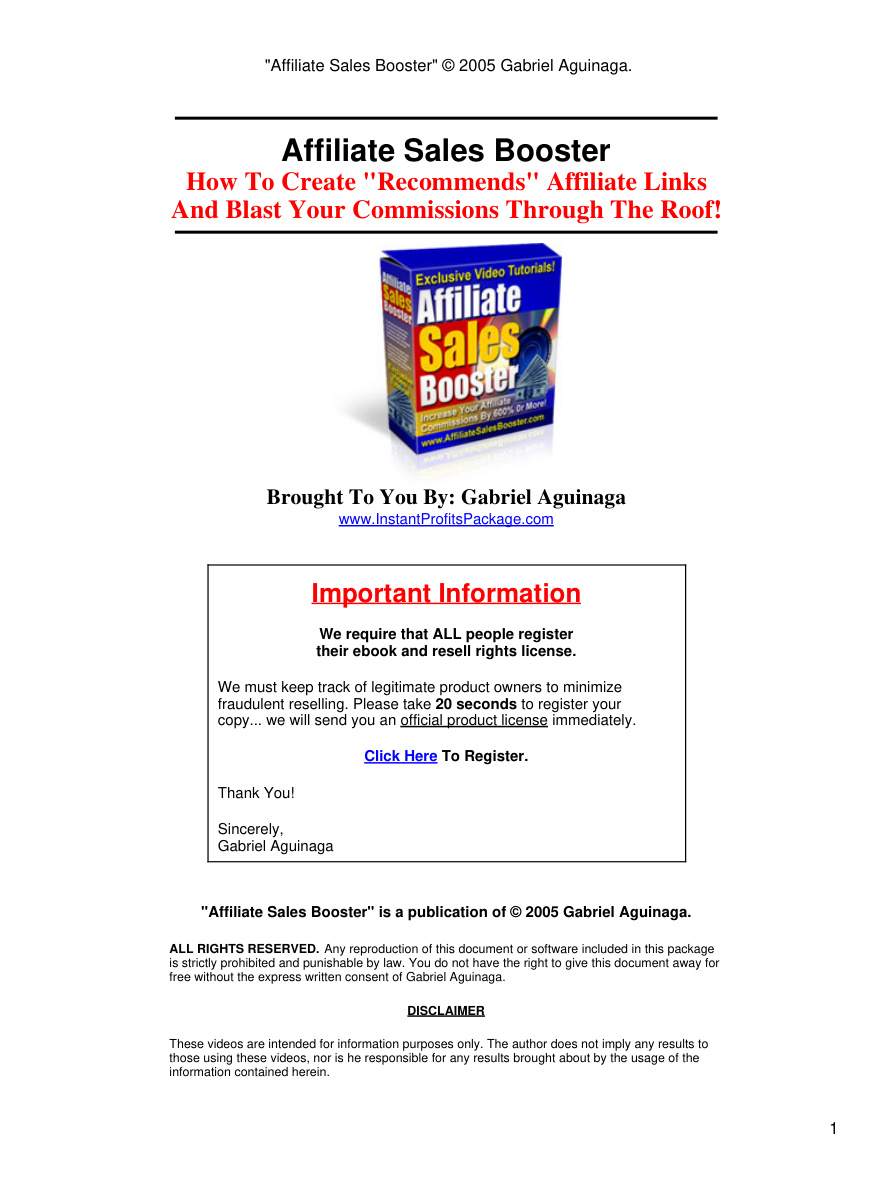 Affiliate Sales Booster PDF Download