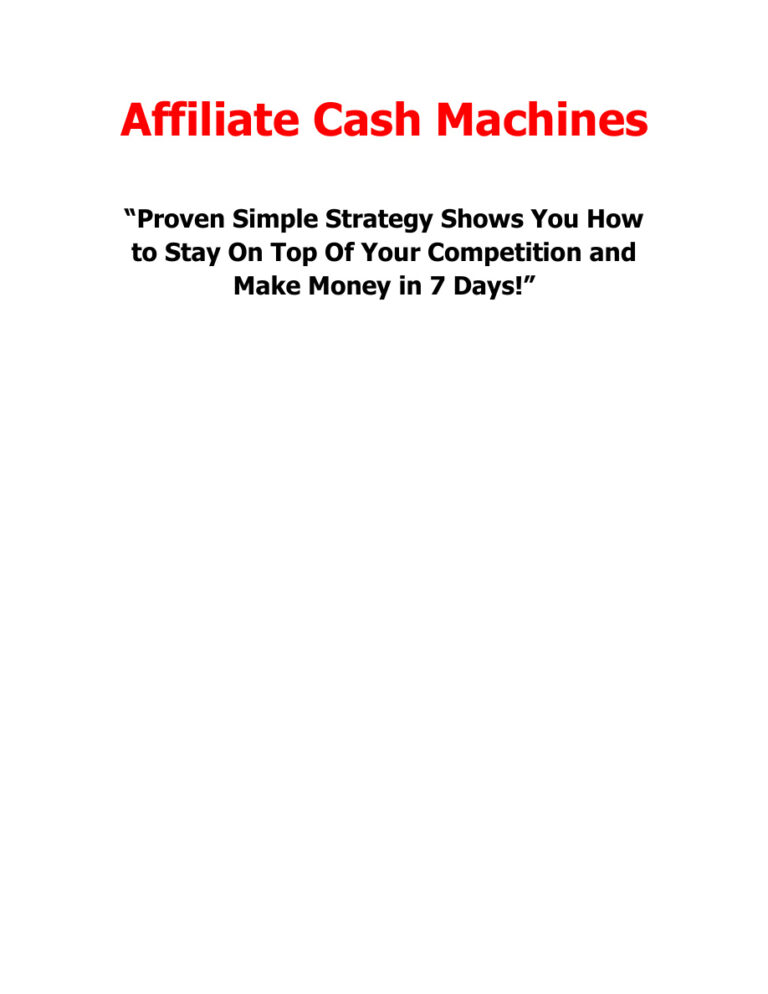 Affiliate Cash Machines PDF Download – Unknown Author