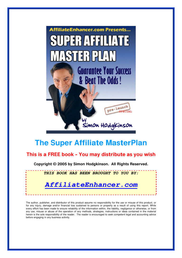 The Super Affiliate Masterplan PDF Download – Unknown Author