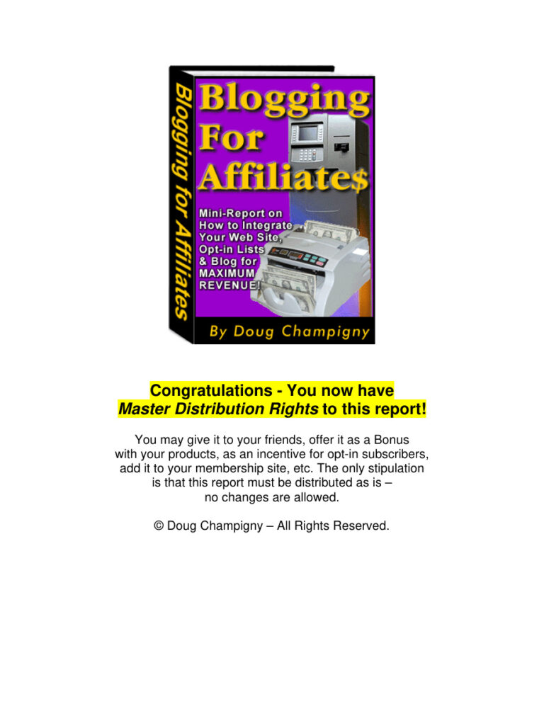 Blogging for Affiliates PDF Download – Unknown Author