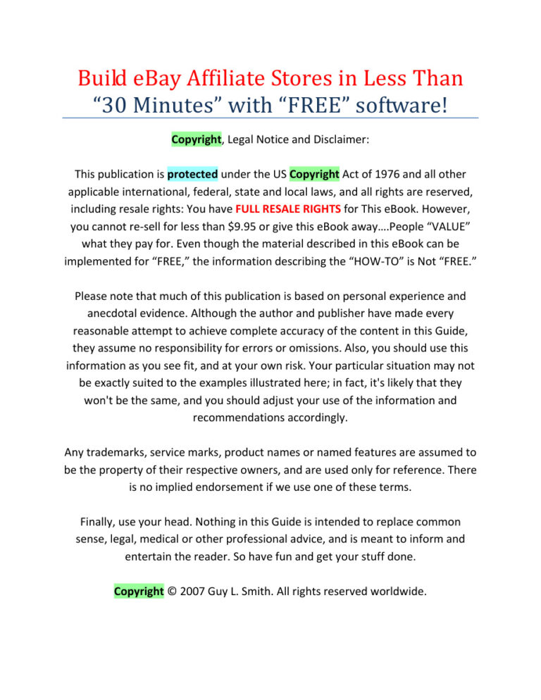 Build eBay Affiliate Stores in Less Than 30 Minutes PDF Download – Unknown Author