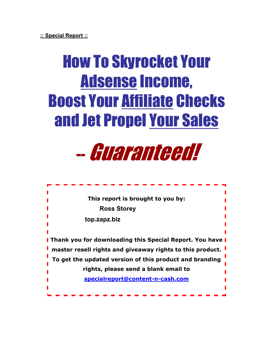Content N Cash Report PDF Download