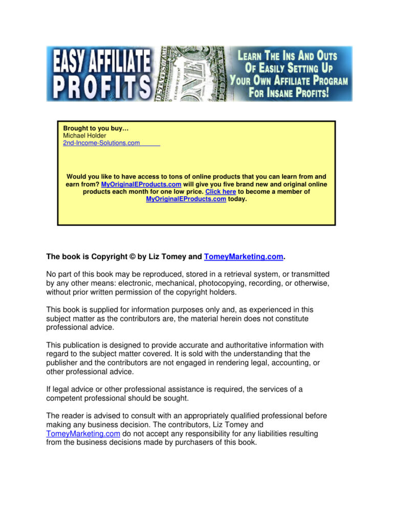 Easy Affiliate Profits PDF Download – Unknown Author
