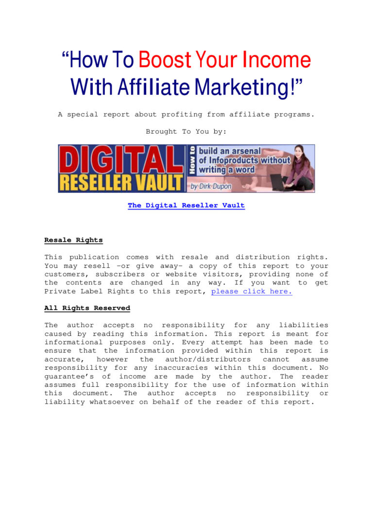 How to Boost Your Income with Affiliate Marketing PDF Download – Unknown Author