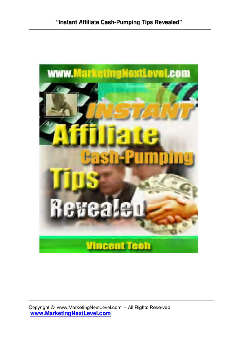 Instant Affiliate Cash Pumping Tips PDF Download – Unknown Author