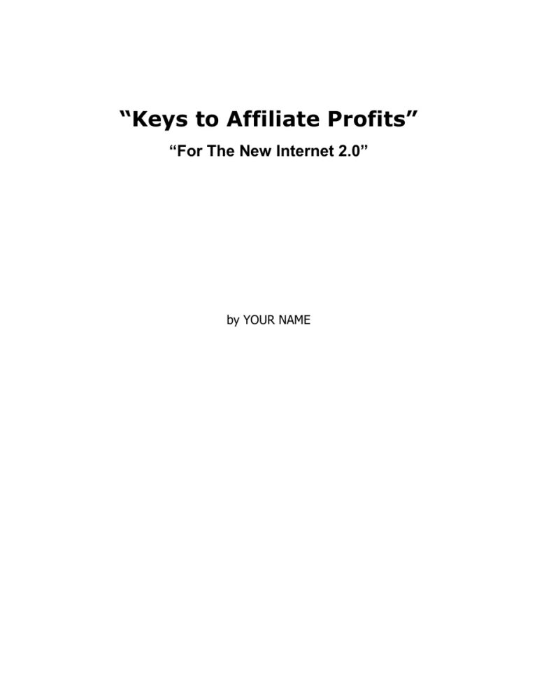 Keys to Affiliate Profits PDF Download – Unknown Author