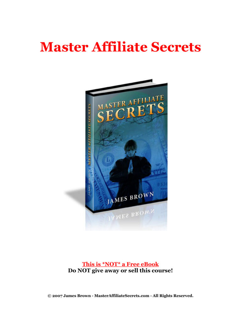 Master Affiliate Secrets PDF Download – Unknown Author