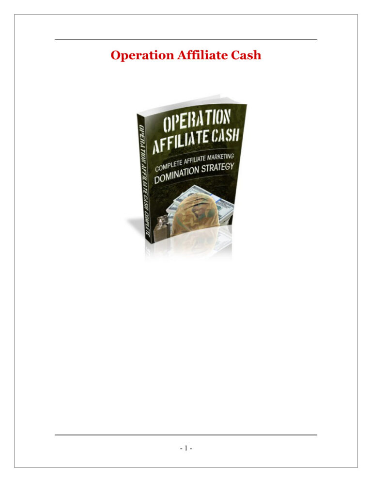 Operation Affiliate Cash PDF Download – Unknown Author