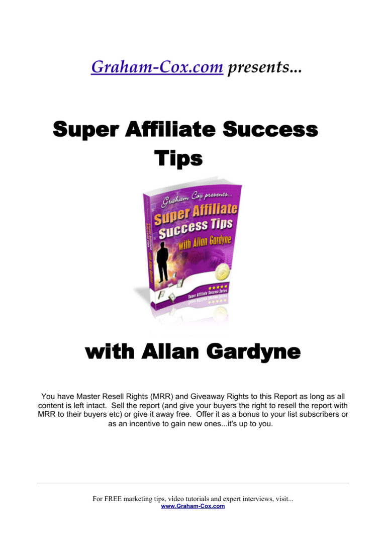 Super Affiliate Success Tips PDF Download – Unknown Author