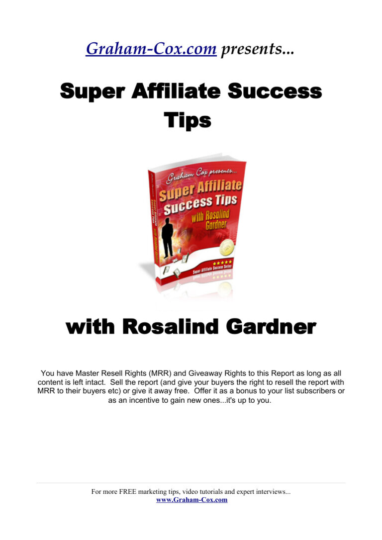 Super Affiliate Success Tips 2 PDF Download – Unknown Author