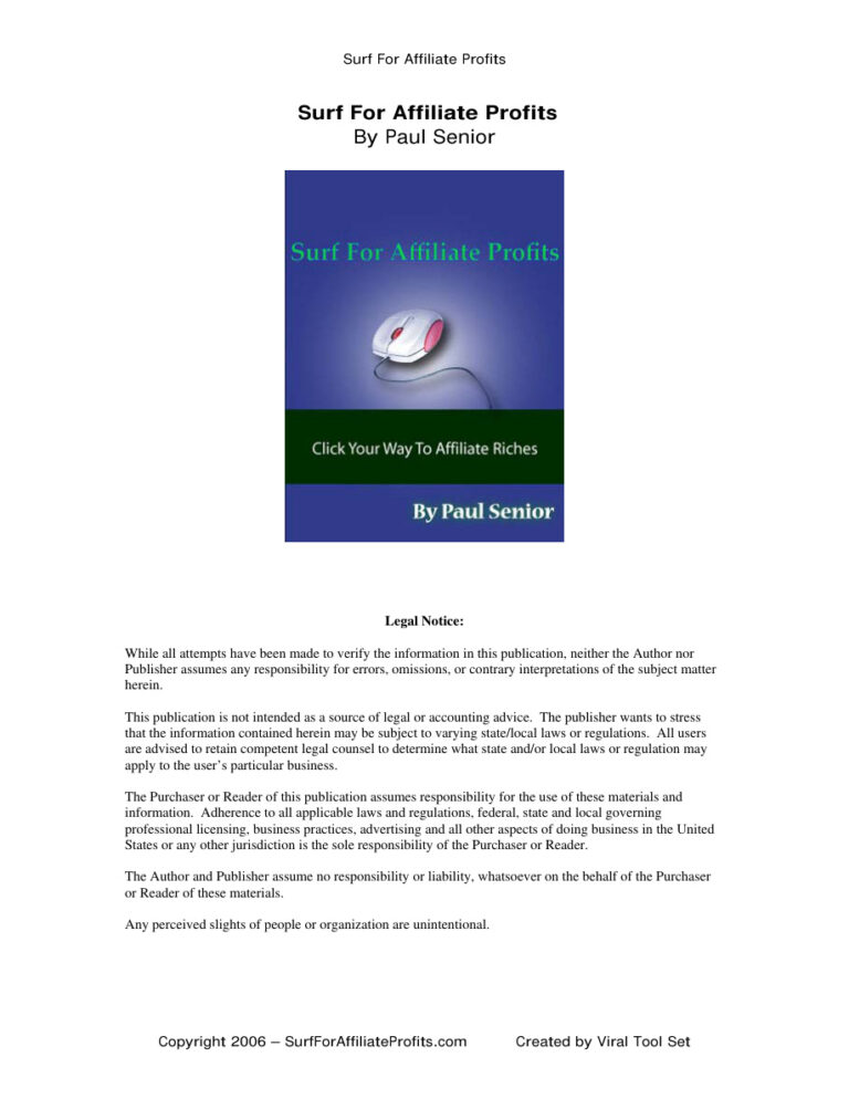 Surf for Affiliate Profits PDF Download – Unknown Author