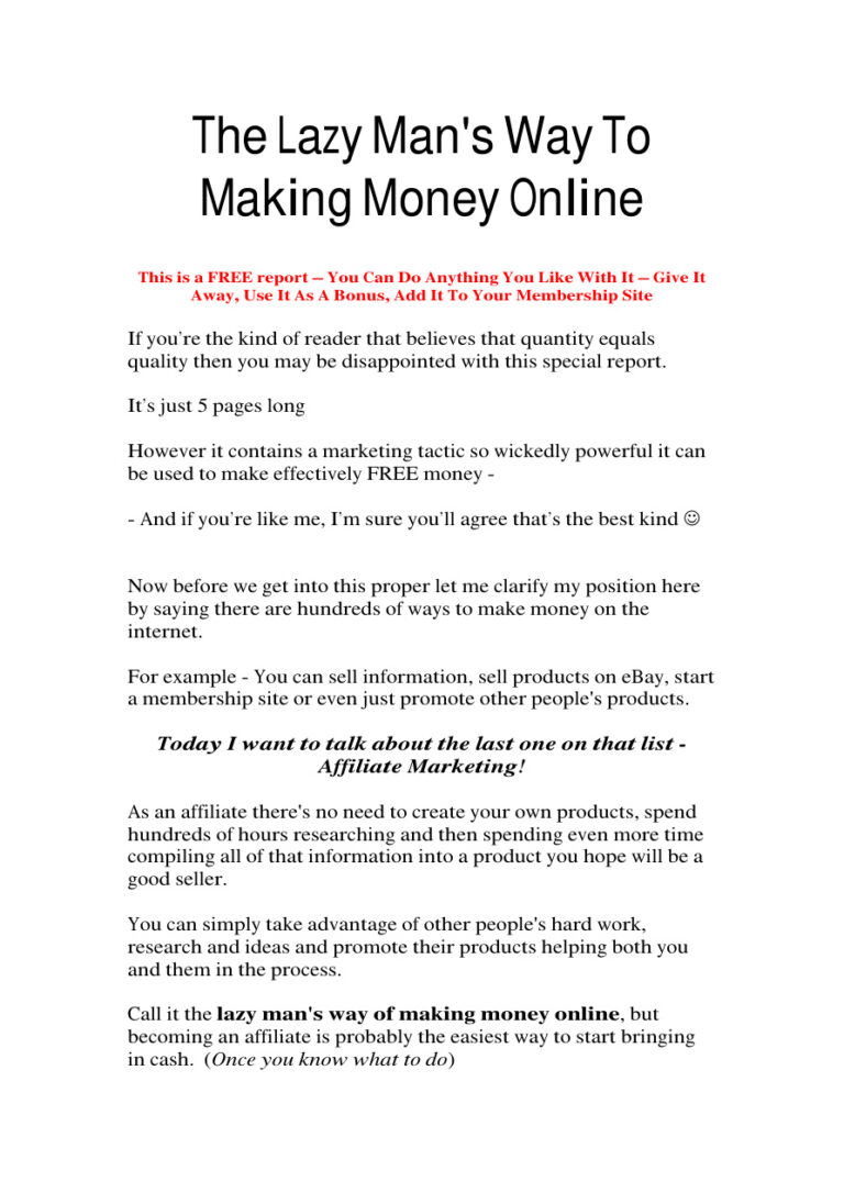 The Lazy Man’s Way to Making Money Online PDF Download – Unknown Author