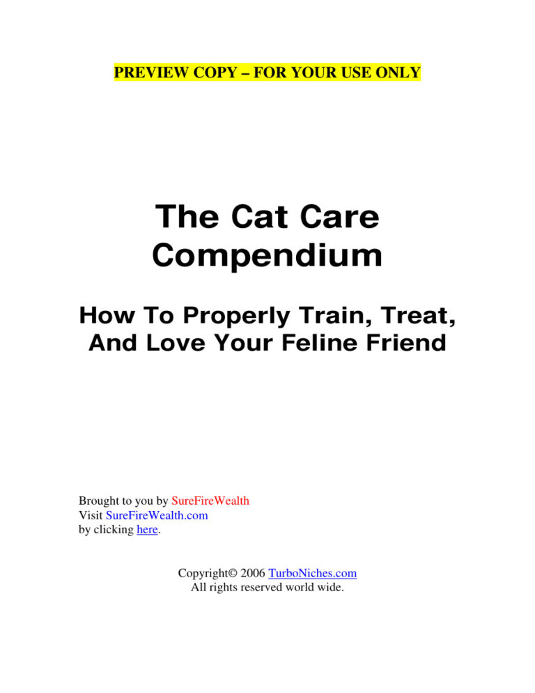 The Cat Care Compendium PDF Download – Unknown Author
