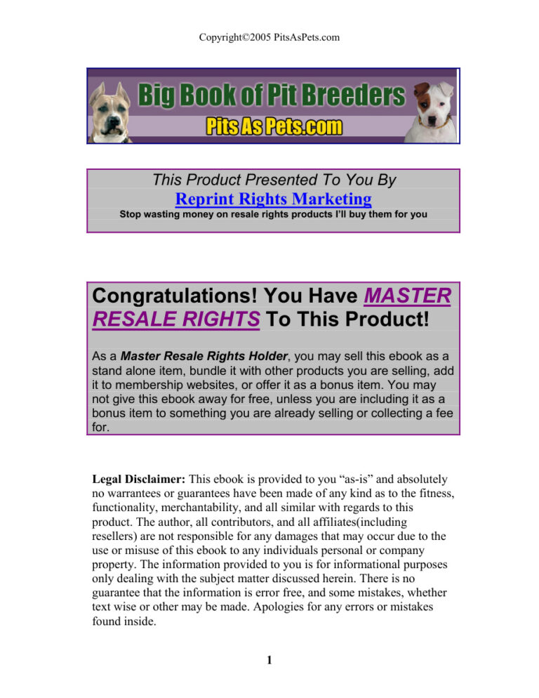 Big Book of Pit Breeders PDF Download – Unknown Author