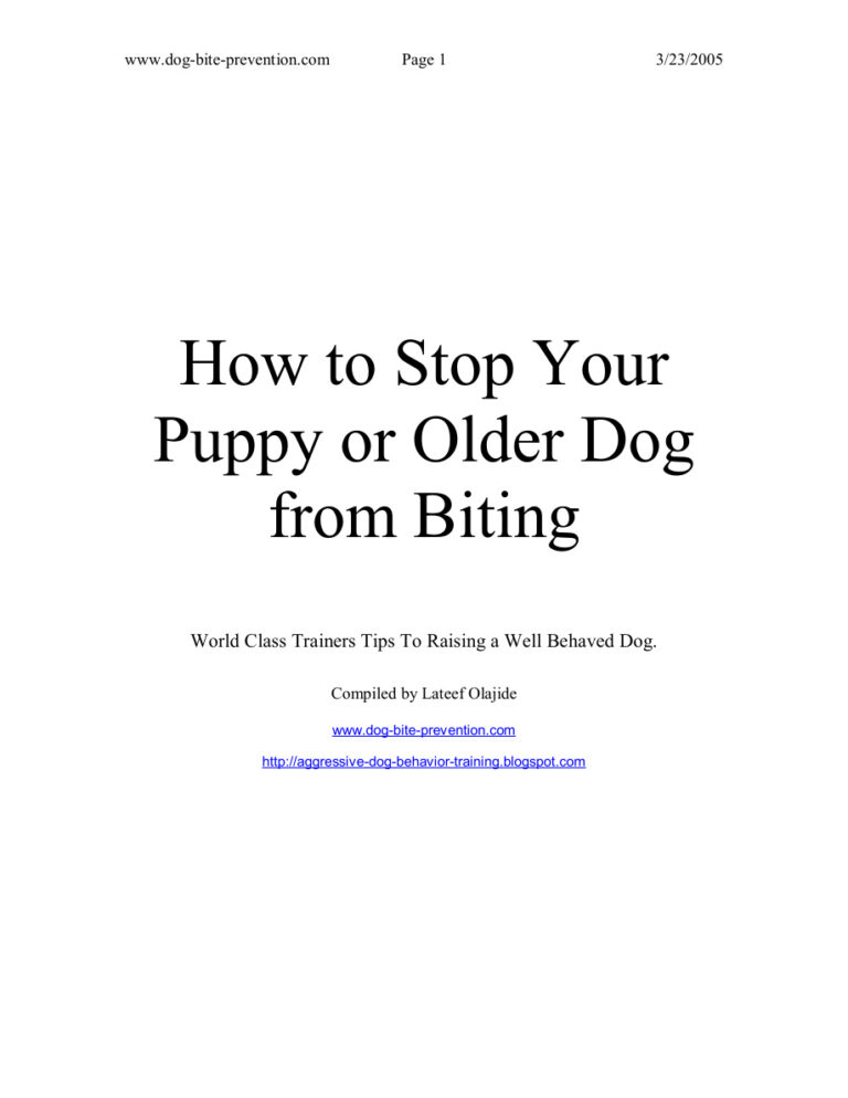 Dog Bite Prevention PDF Download – Unknown Author
