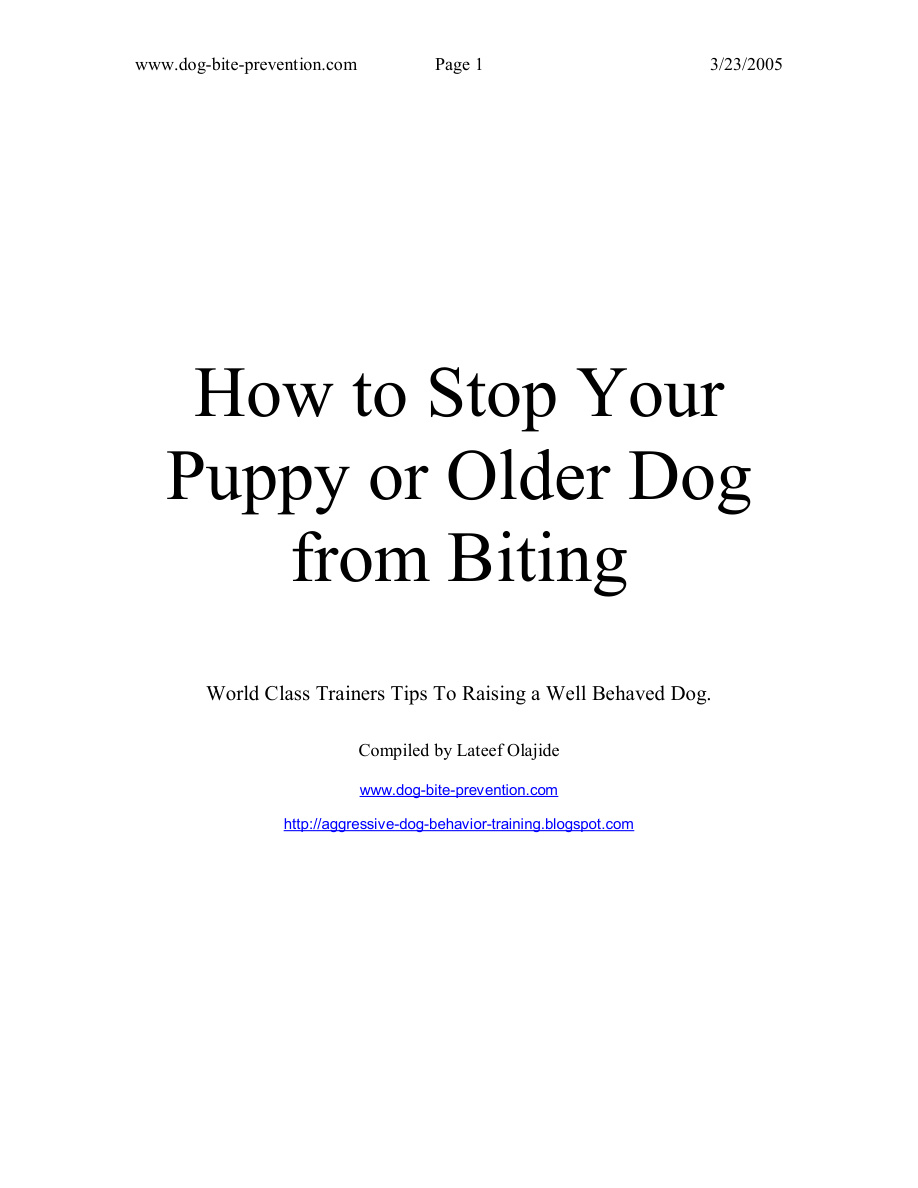 Dog Bite Prevention PDF Download